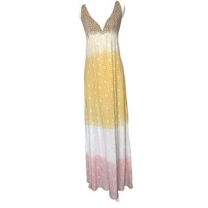Language Y2K Babydoll Beachy Resort Maxi Dress Size S Boho Feminine Vaca Ombre